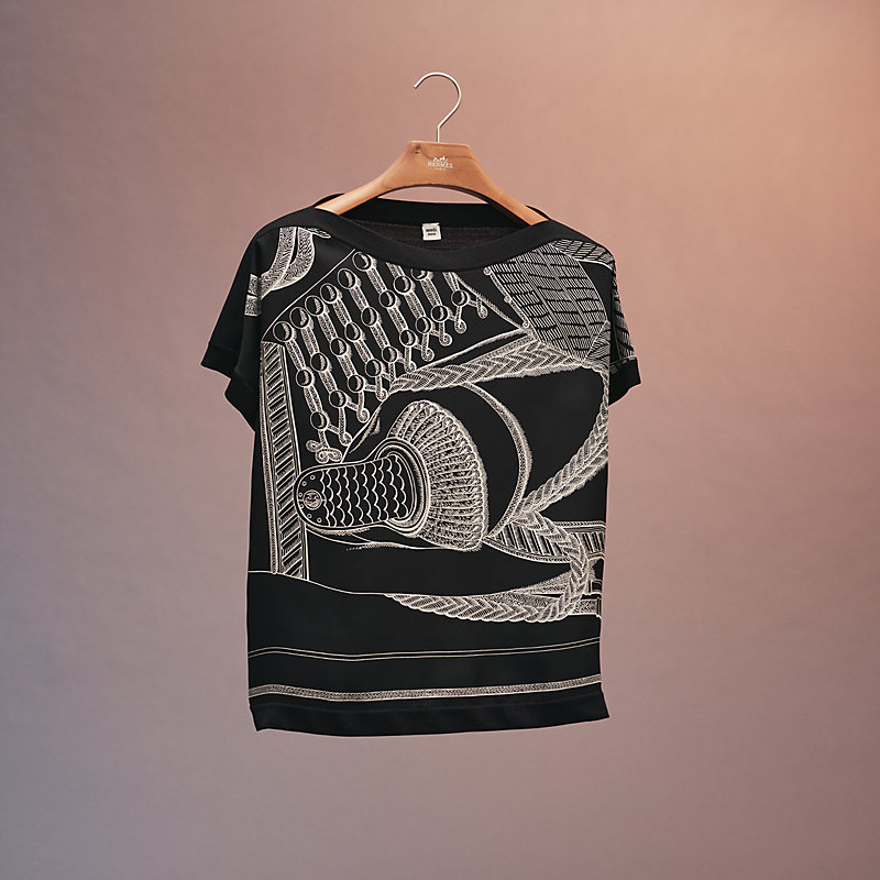 異素材ミックス♪【HERMES】\"Fleurs zigzag\" Tシャツ Fleurs zigzag