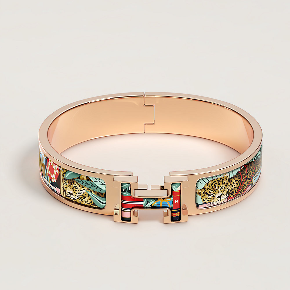 エナメルブレスレット 《クリックH/12頭のレオパード》 | Hermès