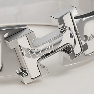 【写真追加】HERMESクリックＨ(ホワイト×シルバー) エナメルブレスレット 《クリックH/乗馬の装具一式》 | Hermès