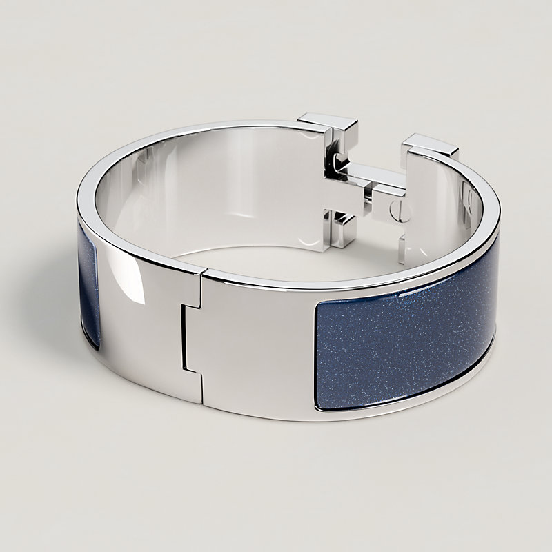 エナメルブレスレット 《クリック・クラックH/グリッター》 - ブルー