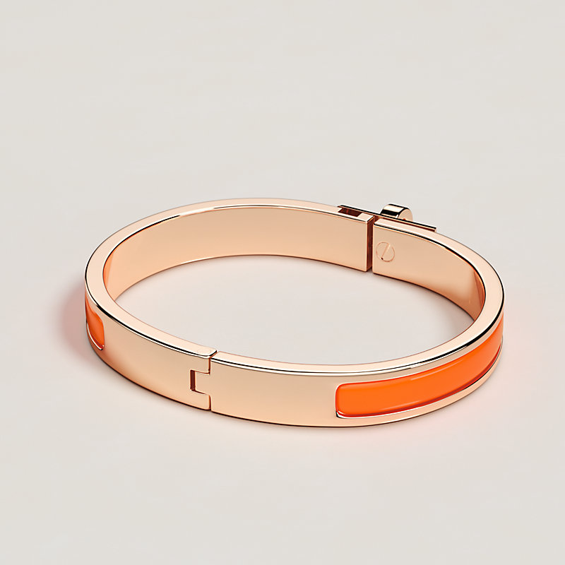 エルメス エナメルバングル クリック オレンジ/ゴールド ミニクリック シェーヌダンクル バングル エナメルブレスレット ミニ