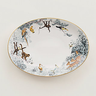 HERMES 赤道直下のスケッチヒョウの絵柄オーバルプレート♡美しい♡希少 オーバルプラッター 〈赤道直下のスケッチ〉 GM | Hermès - エルメス