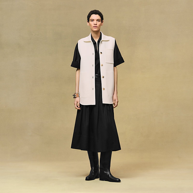 HERMESジレ HERMES エルメス ベスト レディース ロング ジレ セリエボタン付