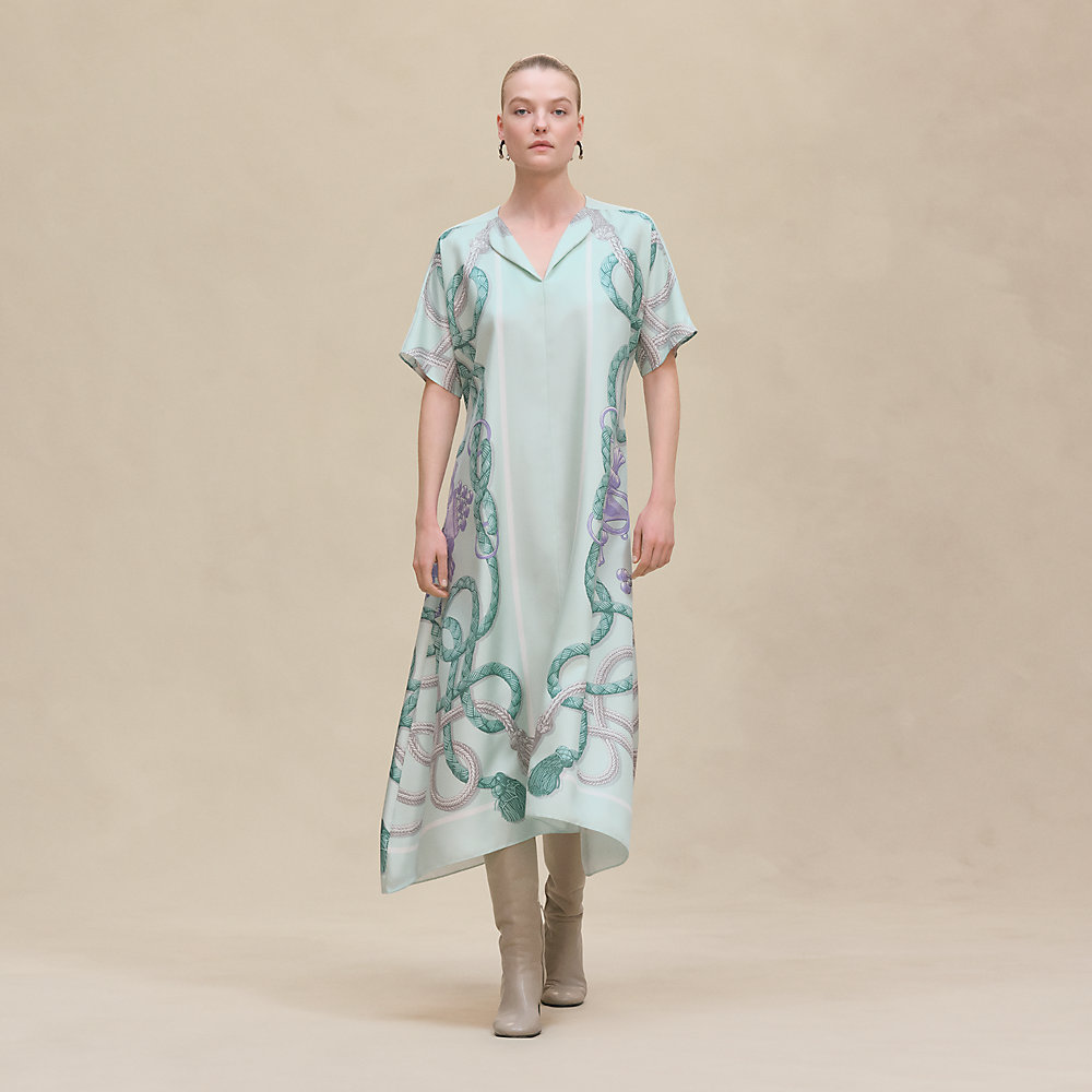 カフタンドレス 《パルフロワ・リミックス》プリント - ブルー