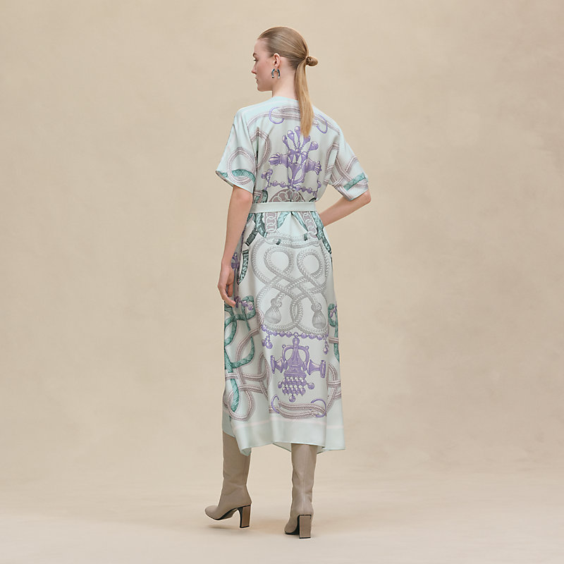 カフタンドレス 《パルフロワ・リミックス》プリント - ブルー