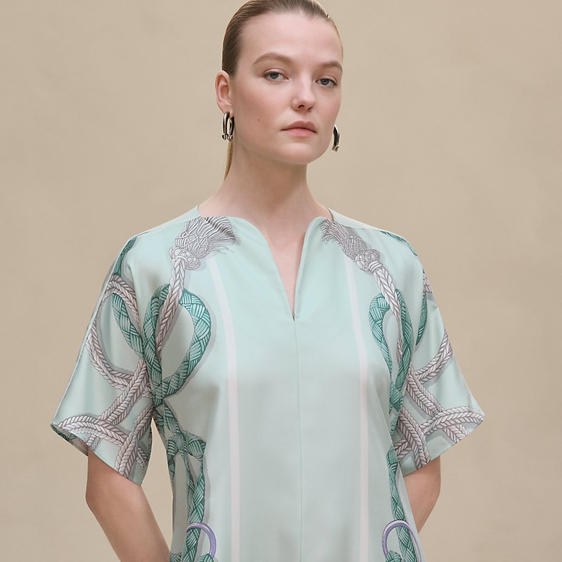 カフタンドレス 《パルフロワ・リミックス》プリント - ブルー