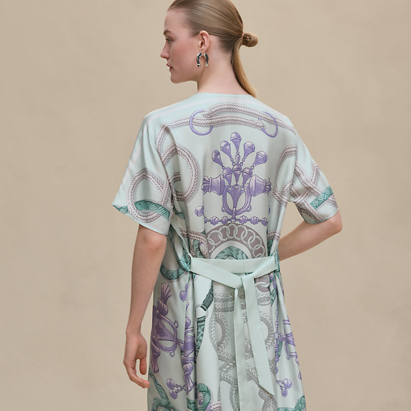 カフタンドレス 《パルフロワ・リミックス》プリント - ブルー