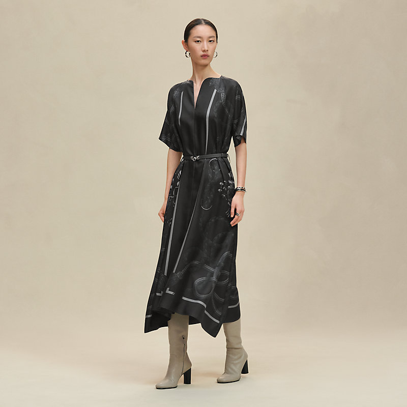 【上品なディティール♪】HERMES カフタン風ドレス 2024-2025AW お洒落☆HERMES☆カフタンドレス ベルト付き
