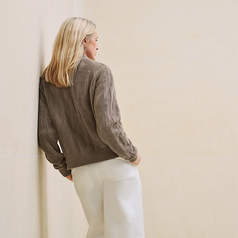 エルメスプレタ H柄カーディガン エトゥープ34(9号相当)新品未使用 エルメスプレタ H柄カーディガン エトゥープ34(9号相当)新品未