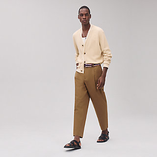 カジュアルエレガンス HERMES chino taille haute パンツ HERMES - 美品 エルメス HERMES パンツ チノパン レザートリム