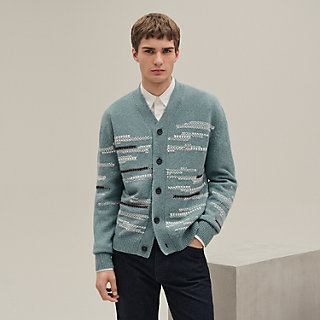 カーディガン レザーディテール - グリーン - XXL | Hermès - エルメス