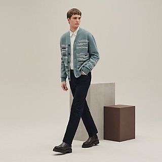 エルメス レザードッキングカーディガン L/XL カーディガン レザーディテール - グリーン - XXL | Hermès - エルメス