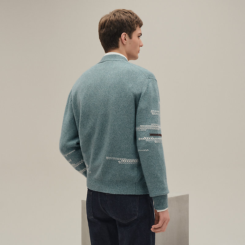 HERMES ミントグリーン ジップアップカーディガン HERMES ミントグリーン ジップアップカーディガン