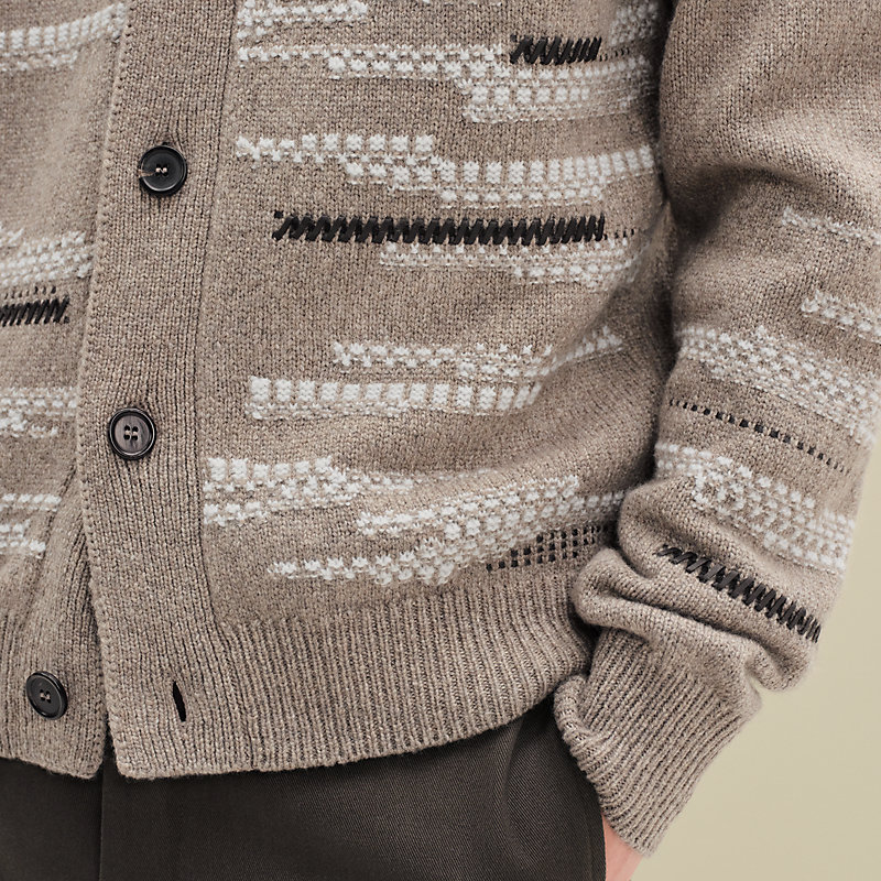 カーディガン レザーディテール - ホワイト - 3XL | Hermès - エルメス