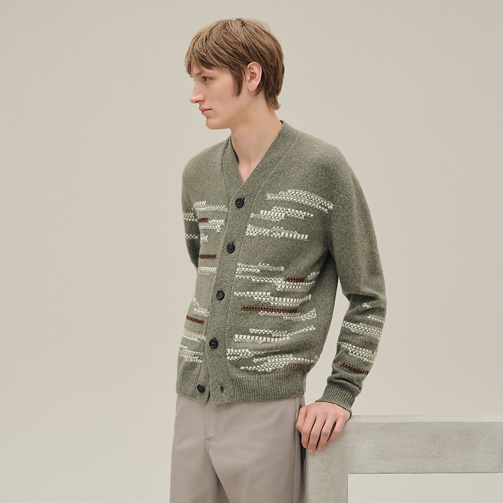 カーディガン レザーディテール - ブラック - XXL | Hermès - エルメス