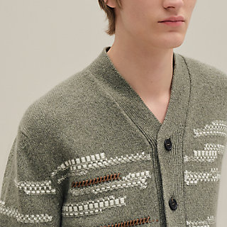 カーディガン レザーディテール - ブラック - XXL | Hermès - エルメス