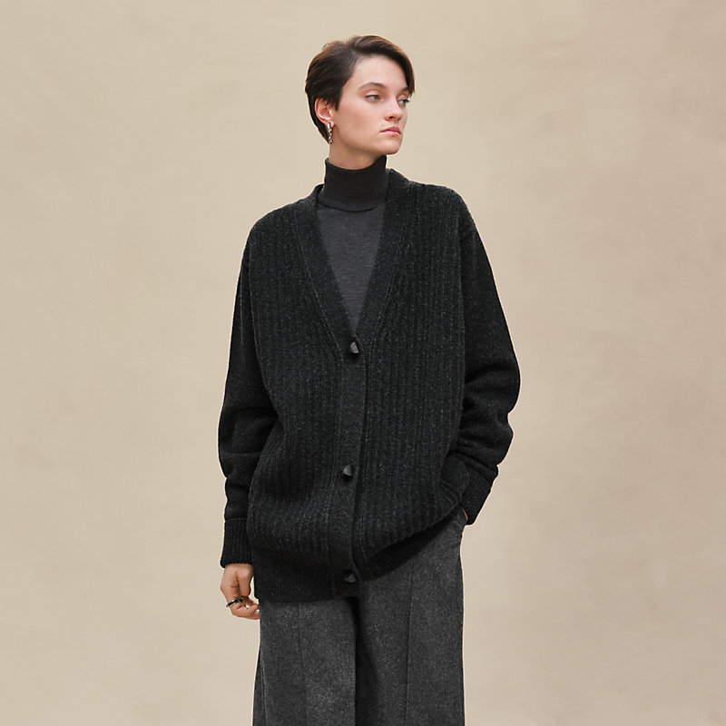HERMÈSエルメス Hロゴ刺繍 カーディガン ロングスリーブ 美品 カーディガン ロングスリーブ - グレー | Hermès - エルメス