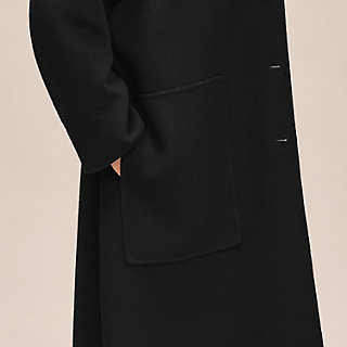 期間限定❗️【美品】HERMÈS（エルメス）カシミヤコート　ブラック　ガーメント付 エルメス 《カシミヤ100%》2021ダブルフェイス ロングコート E4711