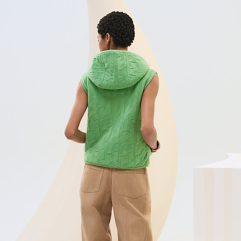 【HERMES】キルティング☆ノースリーブボンバーベストジャケット HERMES ］ノースリーブキルティングベスト アウター・ジャケット