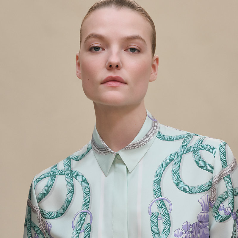 クラシックシャツ 《パルフロワ・リミックス》プリント - ブルー