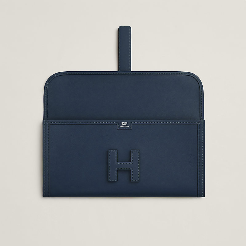 HERMÈS ジジェ　ネイビー レザー クラッチバッグ HERMÈS ジジェ ネイビー レザー クラッチバッグ