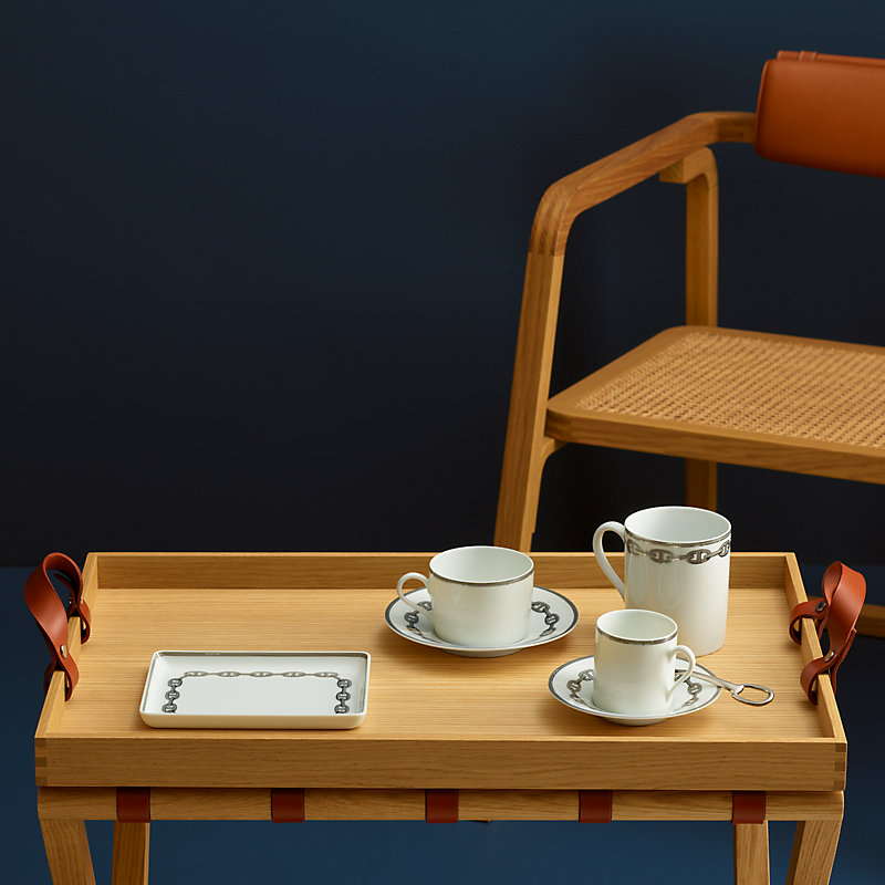 ケーキプラッター 〈シェーヌ・ダンクル〉 プラチナ | Hermès