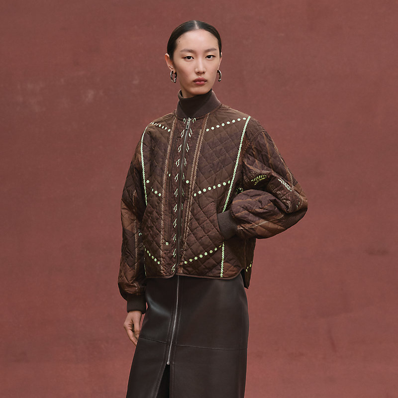 H様　HERMESエルメス　エレガンスを纏う　本革　アンゴラ　ブルゾン コート コート-フェルトレザー