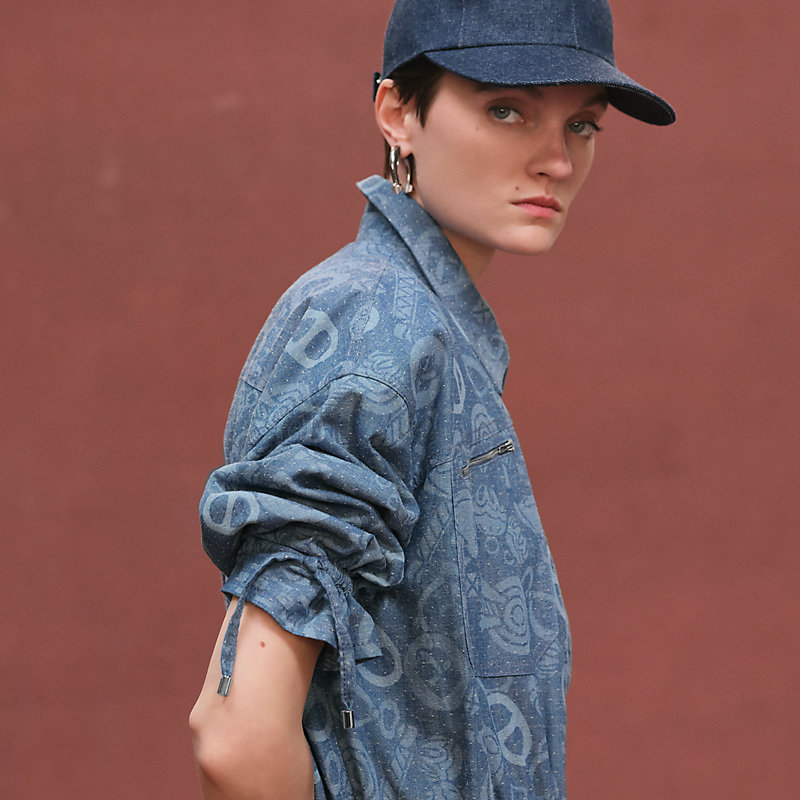 コート 《キャンディ・リブリス》プリント - ブルー | Hermès