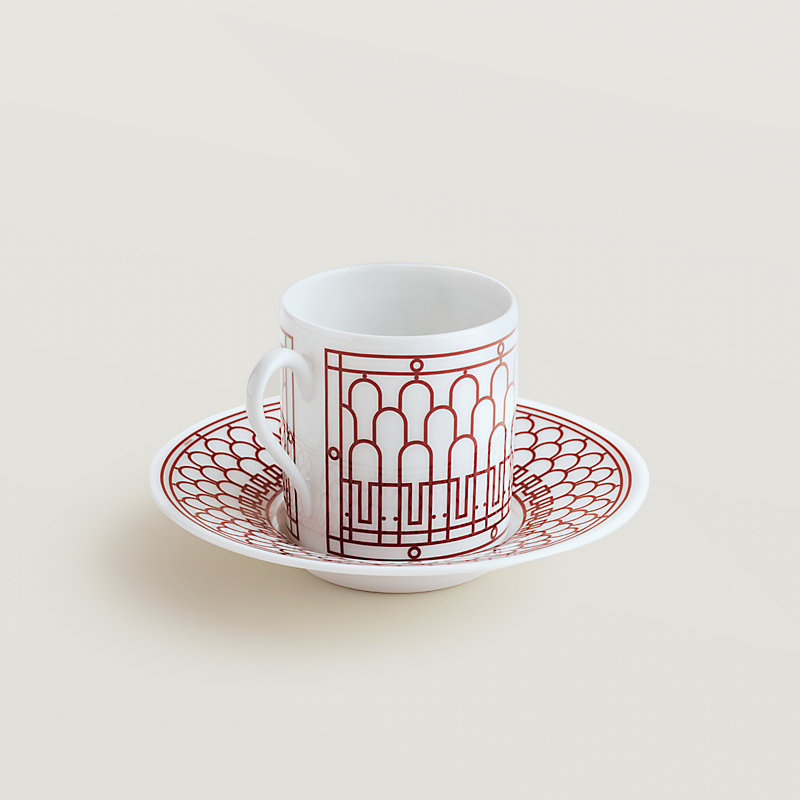 コーヒーカップ&ソーサー 〈Hデコ〉 レッド | Hermès コーヒーカップ&ソーサー 〈Hデコ〉 レッド | Hermès