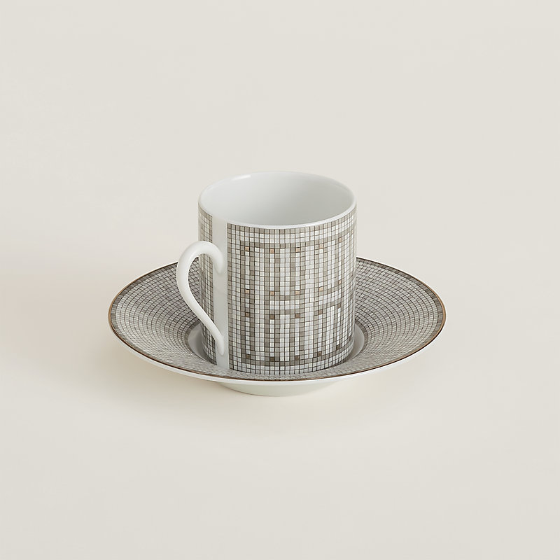 コーヒーカップ&ソーサー 〈モザイク 24〉 プラチナ | Hermès コーヒーカップ&ソーサー 〈モザイク 24〉 プラチナ | Hermès