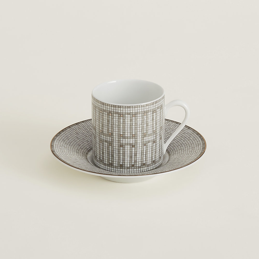 コーヒーカップ＆ソーサー 〈モザイク 24〉 プラチナ | Hermès