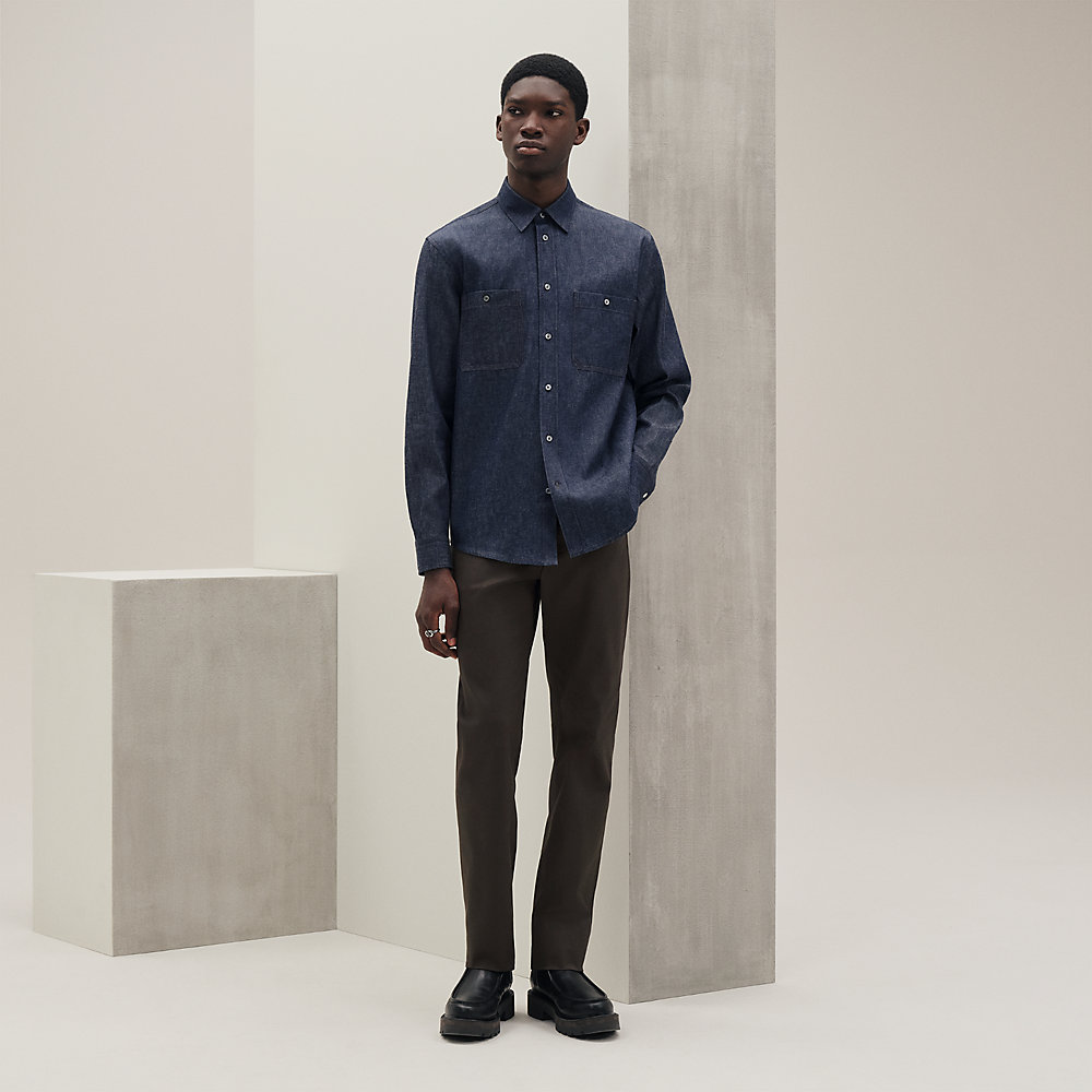 シャツ H刺繍 - ブルー - 44 | Hermès - エルメス-公式サイト