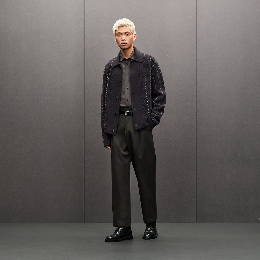 HERMES ネイビー ブラック ストライプ 長袖Tシャツ L シャツ ピンストライプ サドルステッチ | Hermès - エルメス-公式サイト