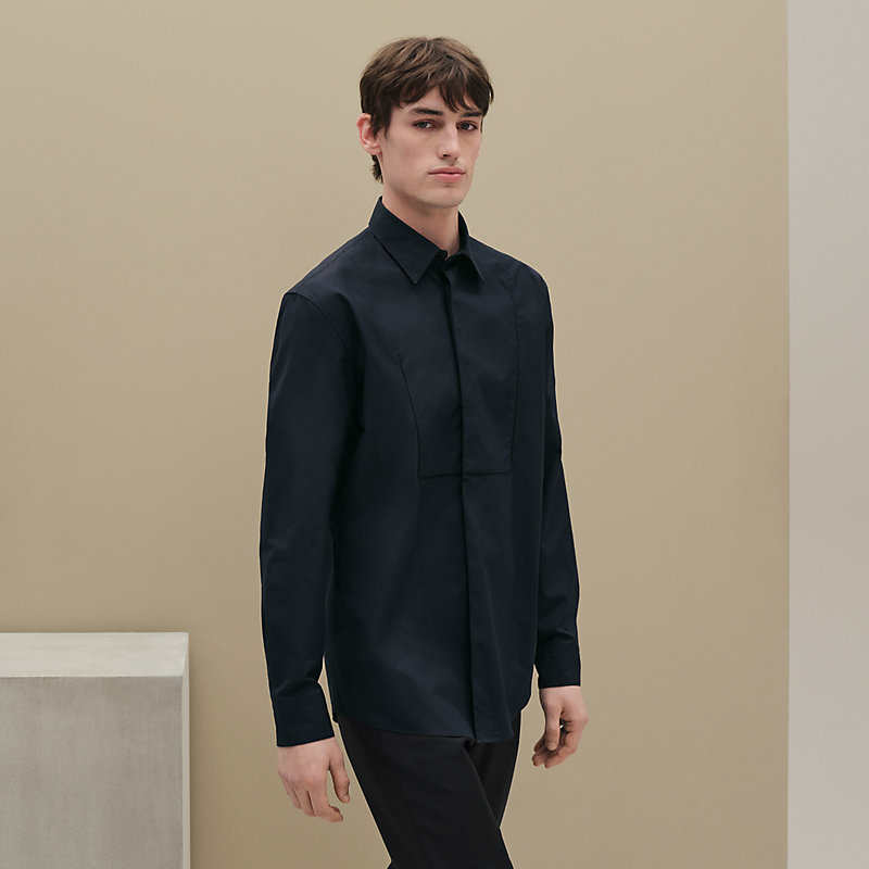 シャツ ボクシーフィット・プラストロンサテン - ブラック - 46