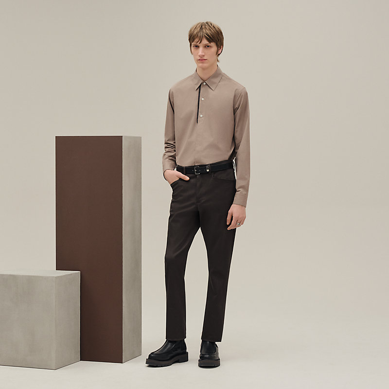 シャツ レザーディテール - ブラック - 45 | Hermès - エルメス-公式サイト