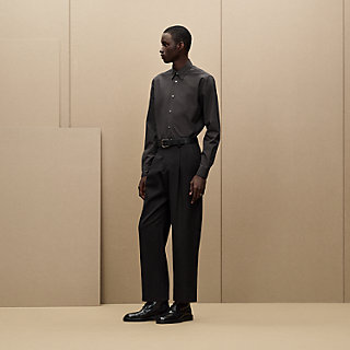 HERMES ブラックシャツ シャツ レザーディテール | Hermès - エルメス-公式サイト