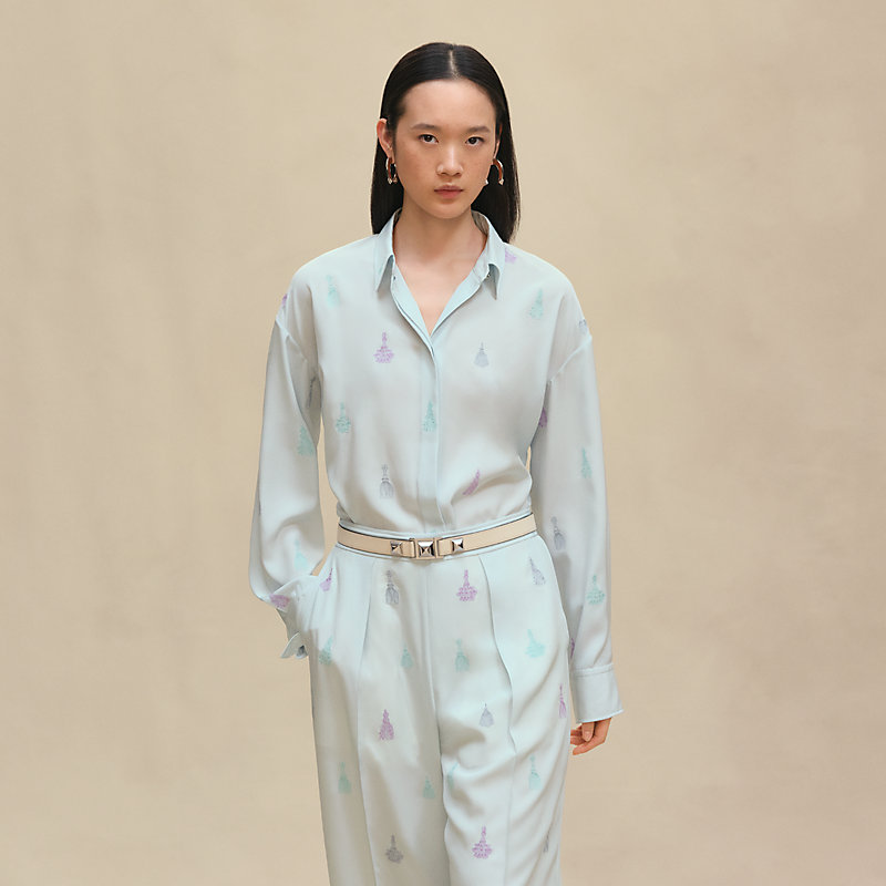 シャツ 刺繍入り - ブルー | Hermès - エルメス-公式サイト