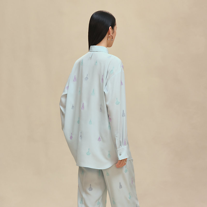 シャツ 刺繍入り - ブルー | Hermès - エルメス-公式サイト