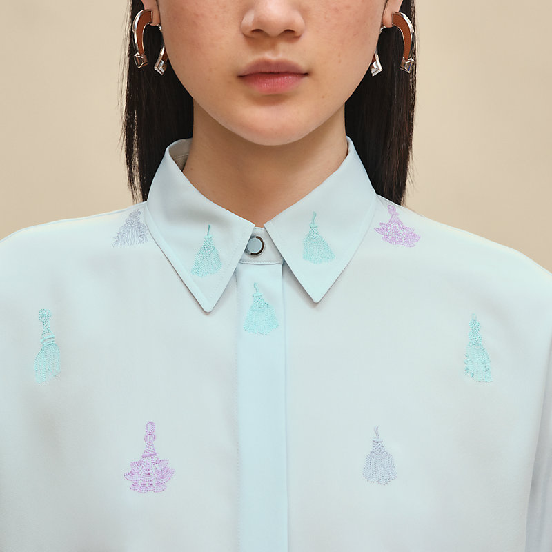 シャツ 刺繍入り - ブルー | Hermès - エルメス-公式サイト