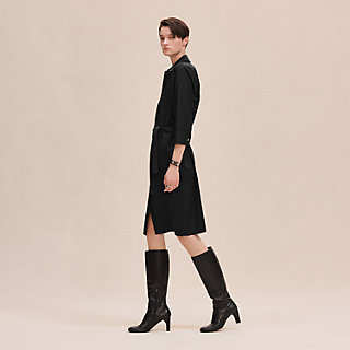 HERMES 半袖ロングカシミアドレス 22AW☆》エルメス シルクロングプリーツドレス 秋冬 (HERMES
