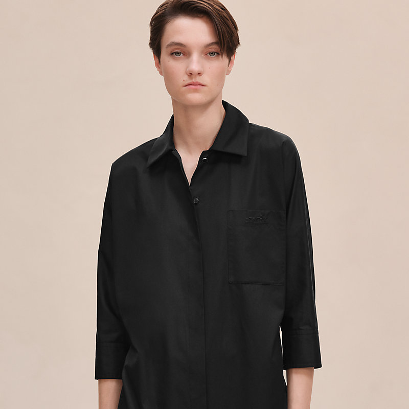HERMES FLVCTVAT NEC MERGITVR シルク シャツ 黒