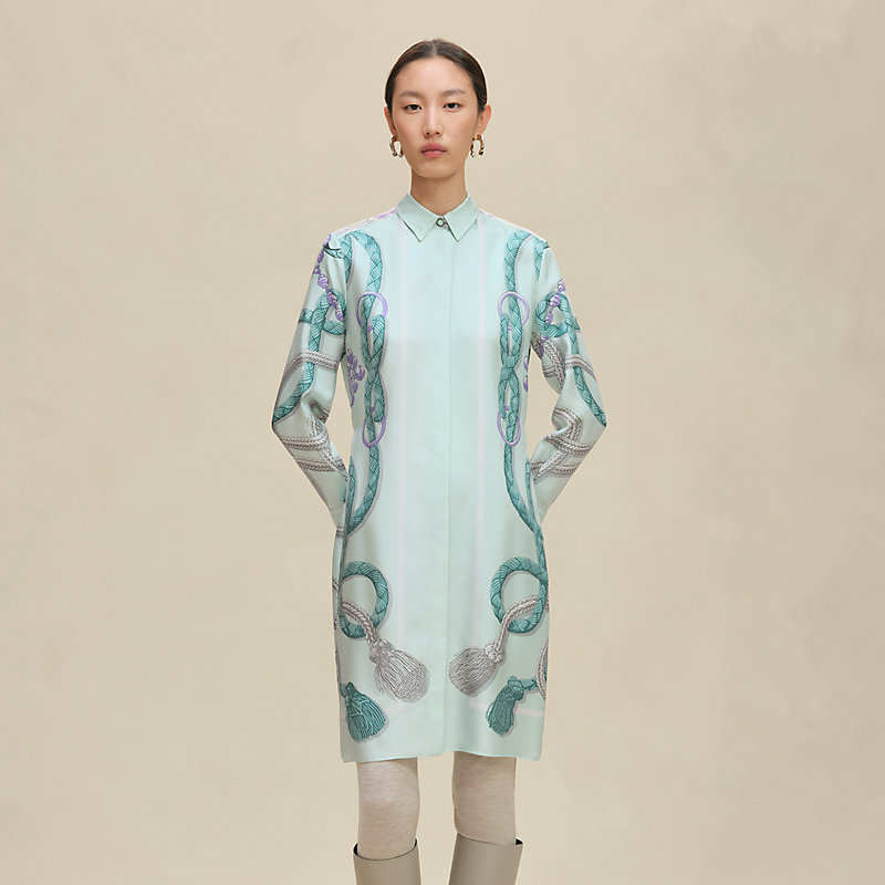 シャツドレス 《パルフロワ・リミックス》プリント - ブルー | Hermès