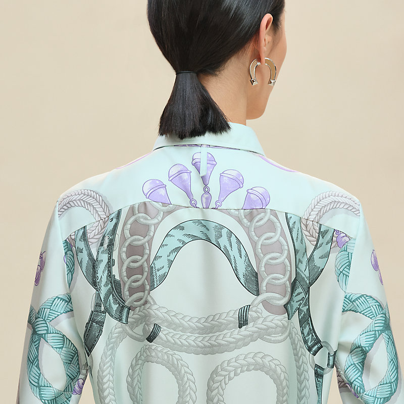 シャツドレス 《パルフロワ・リミックス》プリント - ブルー | Hermès