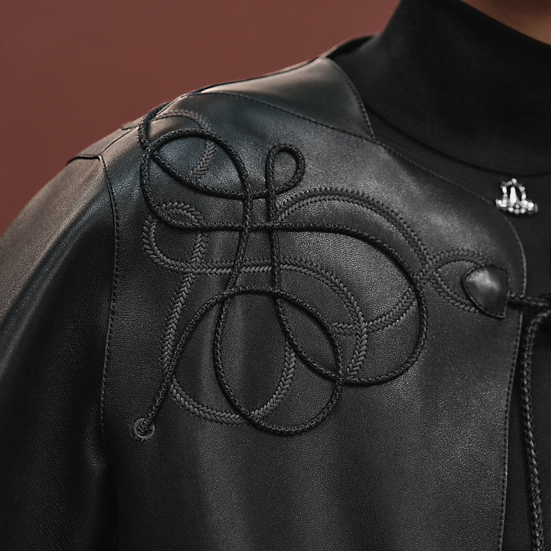 ショートジャケット 刺繍入り - ブラック | Hermès - エルメス-公式サイト