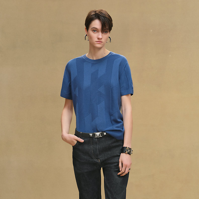 ショートスリーブニット 《H》モチーフ - ブルー | Hermès - エルメス