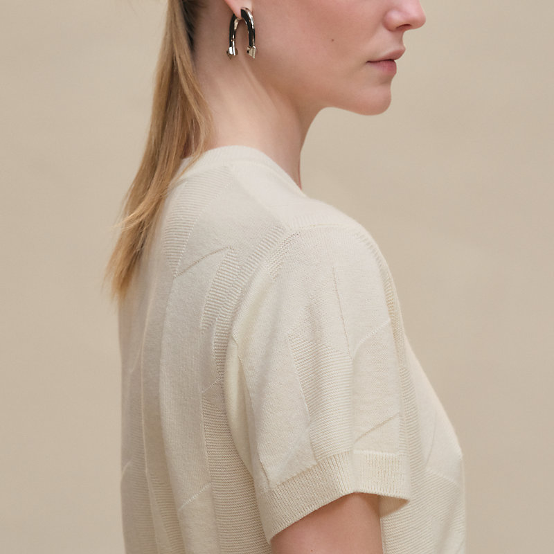 極美品　HERMES 半袖ニット　セーター　Hモチーフ　short-sleeve H