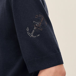 【新品未使用】エルメス23春夏新作　ショートスリーブニット　38 ネイビー HERMES - 【新品未使用】エルメス23春夏新作 ショートスリーブニット