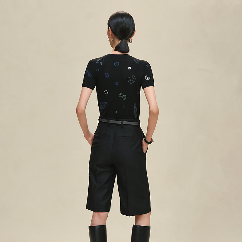 ショートスリーブニット 《キャンディ・リブリス》モチーフ - ブラック