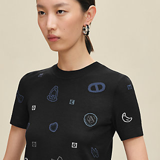 ショートスリーブニット 《キャンディ・リブリス》モチーフ - ブラック