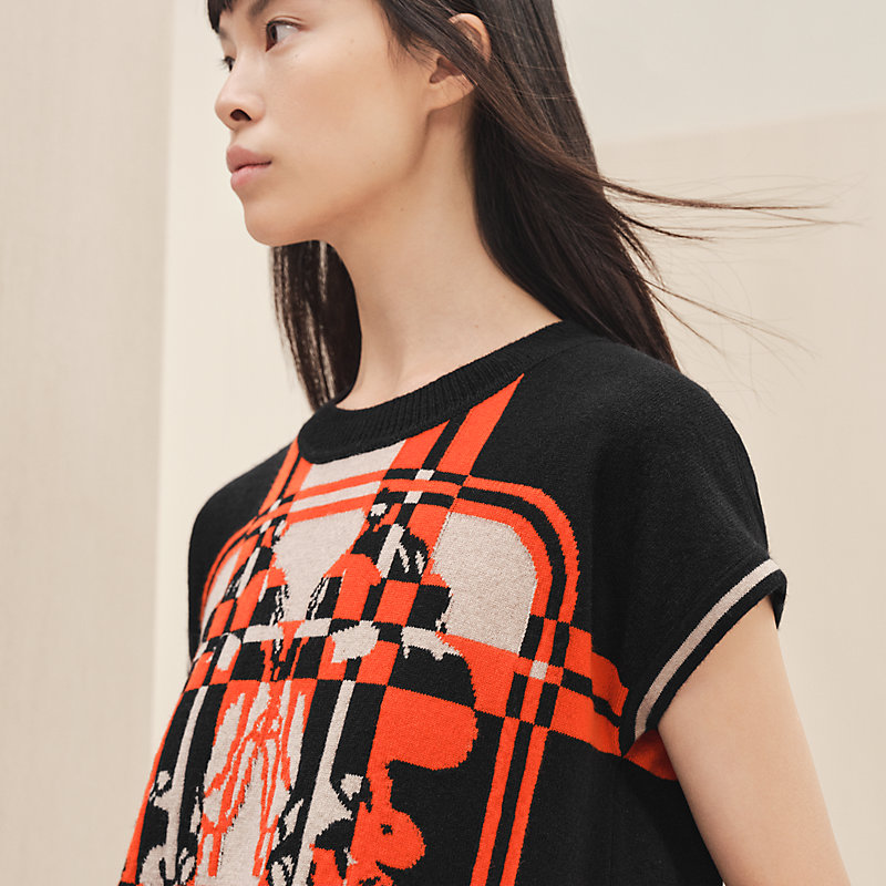 ショートスリーブニット 《ブリッド・ドゥ・ガラ・タータン》モチーフ